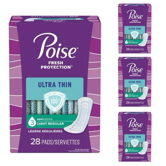 Poise Other 4 Poise Ultra Thin Postpartum Incontinence Pads Light Absorbency 28 Ct 12 Total